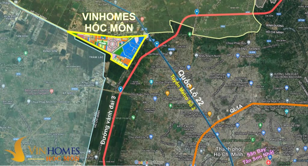 Vị Trí Vinhomes Hóc Môn Ở Đâu? Tiềm Năng Như Thế Nào? 2 Bản đồ vị trí Vinhomes Hóc Môn